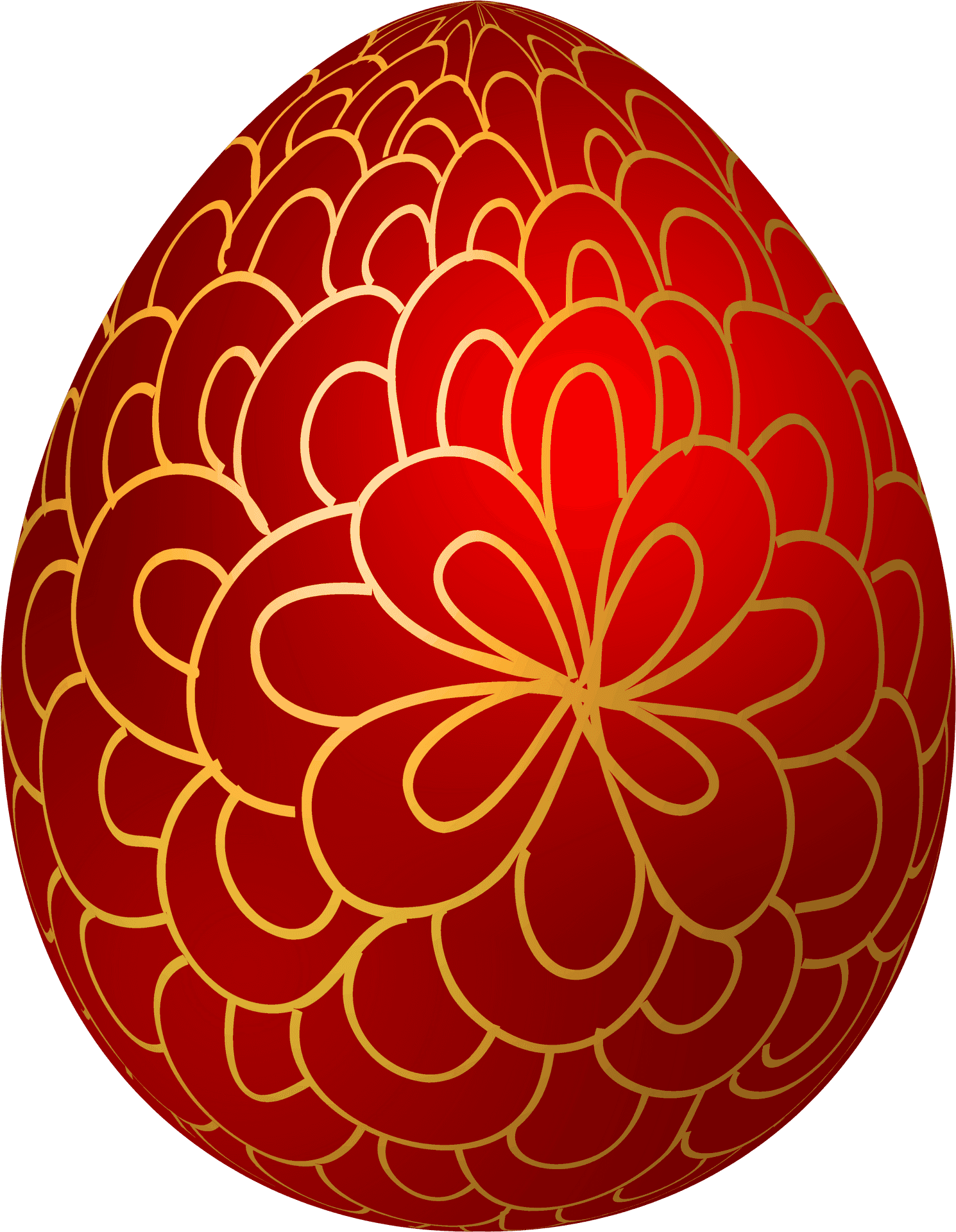 Redand Gold Rangoli Egg Design PNG image