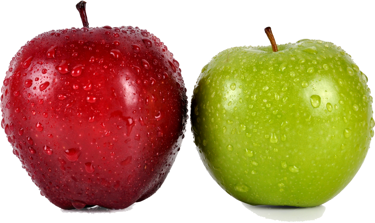 Redand Green Appleswith Water Droplets PNG image