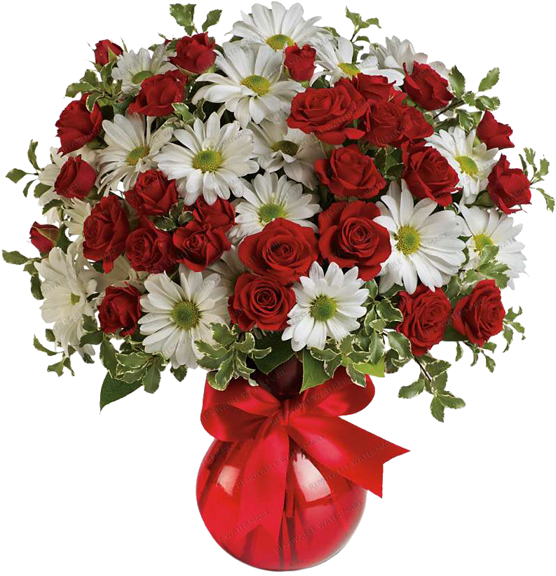 Redand White Birthday Bouquet PNG image