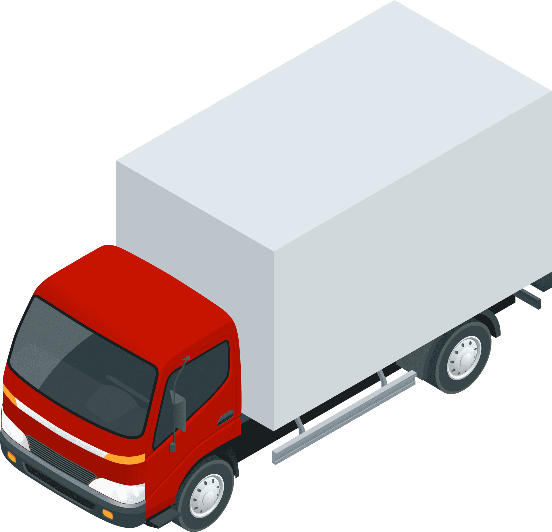 Redand White Delivery Truck Isometric View PNG image