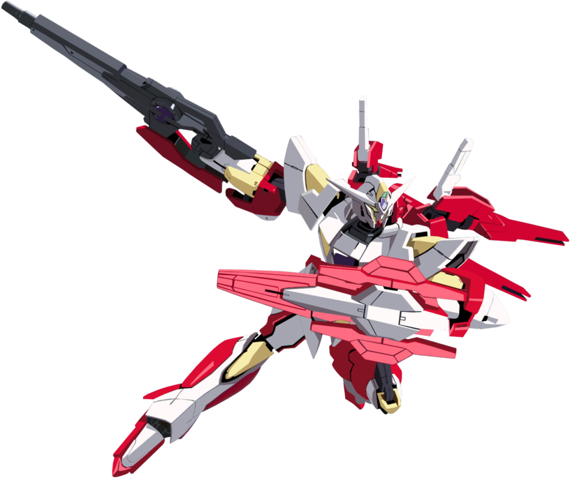 Redand White Gundamwith Rifle PNG image