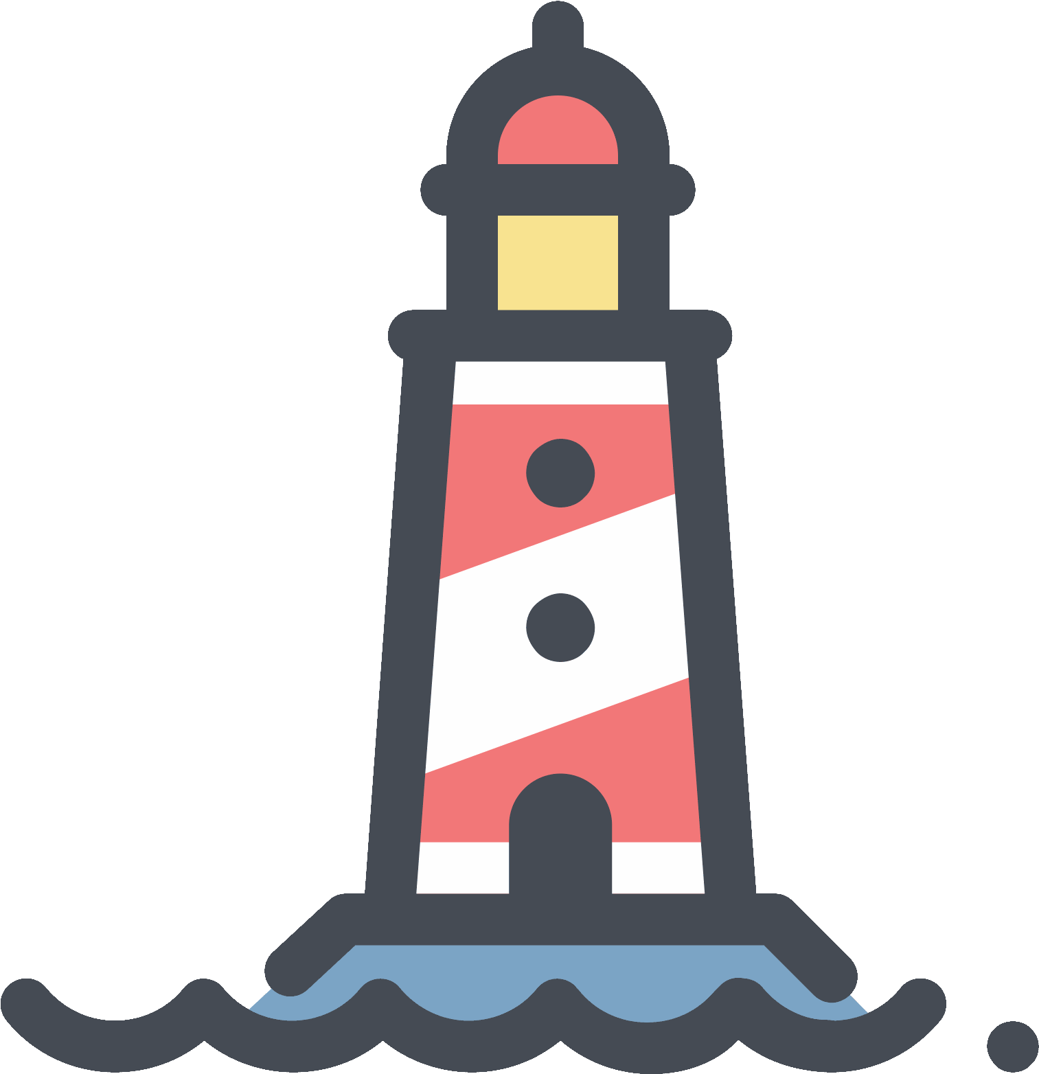 Redand White Striped Lighthouse Vector PNG image