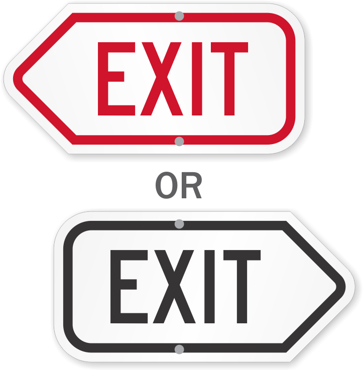 Redand White Versus Blackand White Exit Signs PNG image