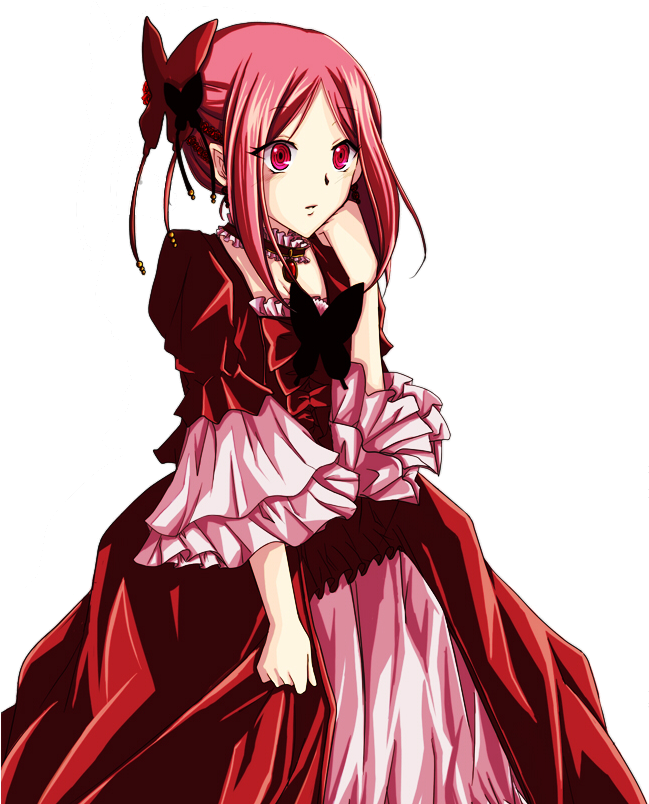 Redhead Anime Characterin Gothic Dress PNG image