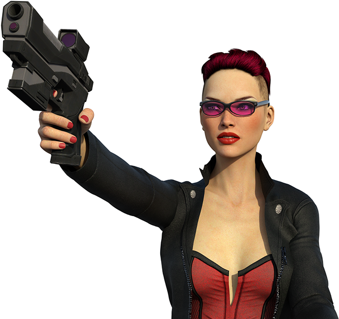 Redhead Female Agent With Gun PNG image