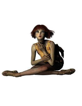 Redhead Girl Sittingin Darkness PNG image