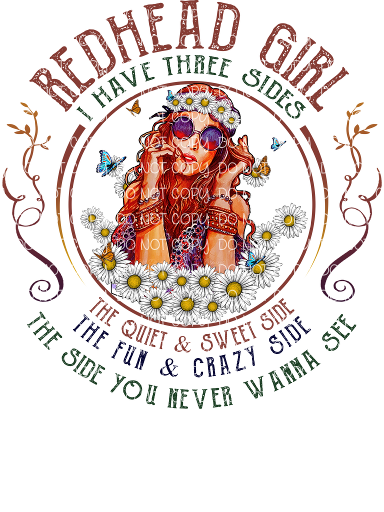Redhead Girlwith Daisiesand Sunglasses PNG image