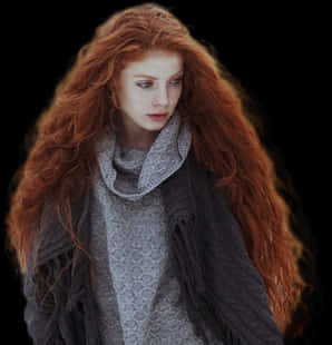 Redhead Woman Autumn Vibes PNG image