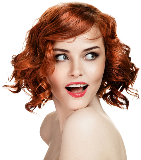 Redhead Woman Curly Hair Glance PNG image