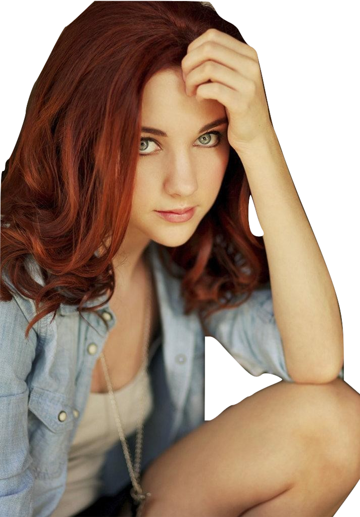 Redhead Woman Pensive Pose PNG image