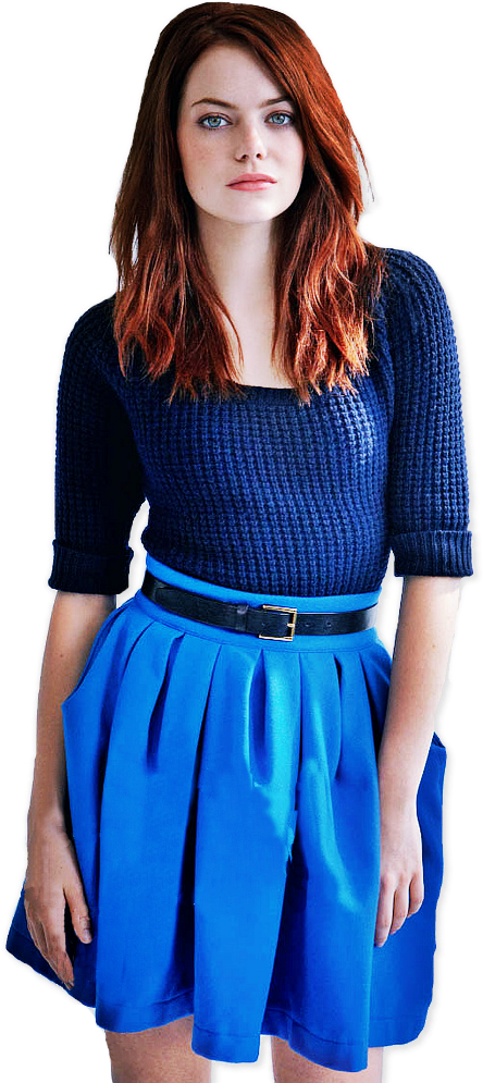 Redhead Womanin Blue Outfit PNG image