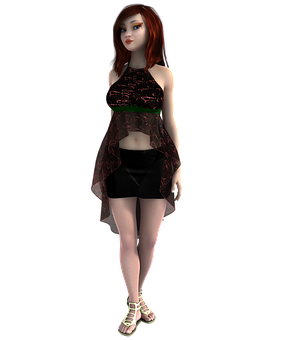 Redhead3 D Character Model PNG image