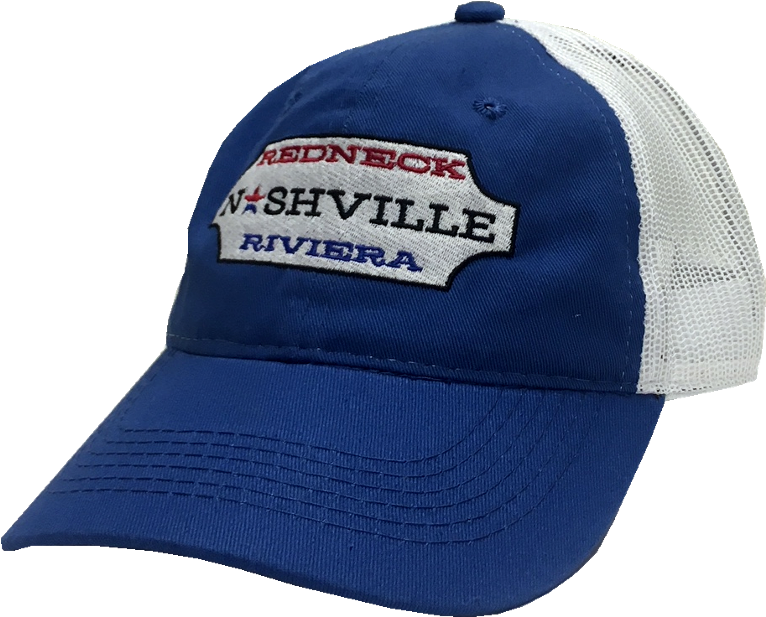 Redneck Nashville Riviera Blue Trucker Hat PNG image