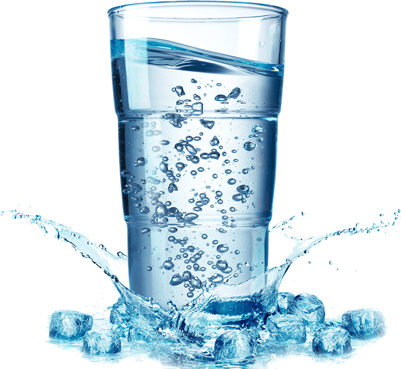 Refreshing Glassof Waterwith Splashand Ice Cubes PNG image