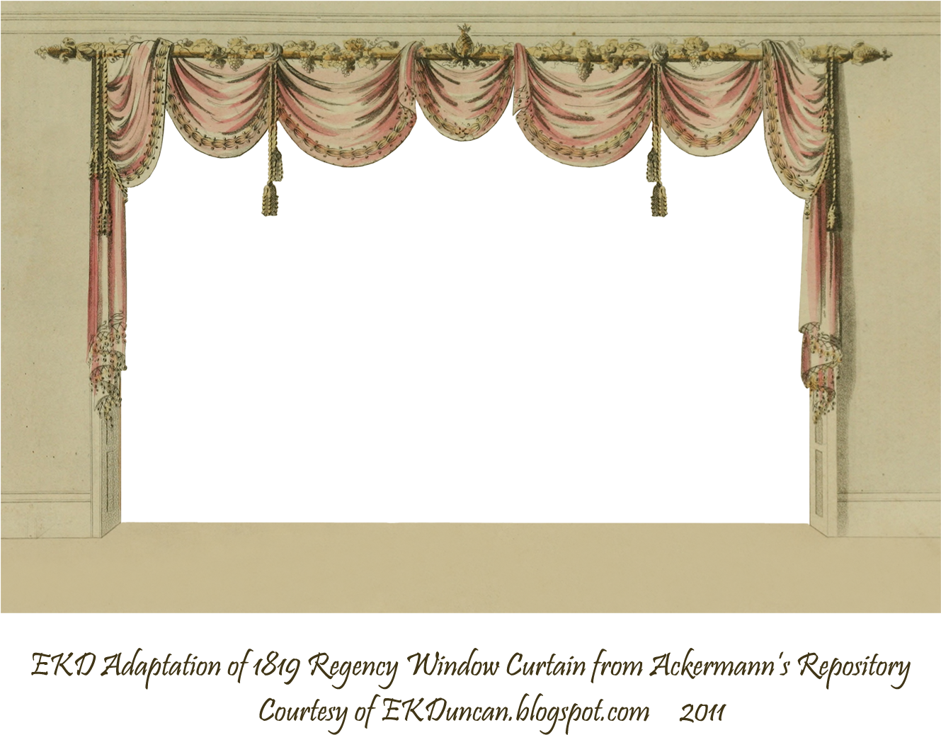 Regency Era Window Curtain Design PNG image