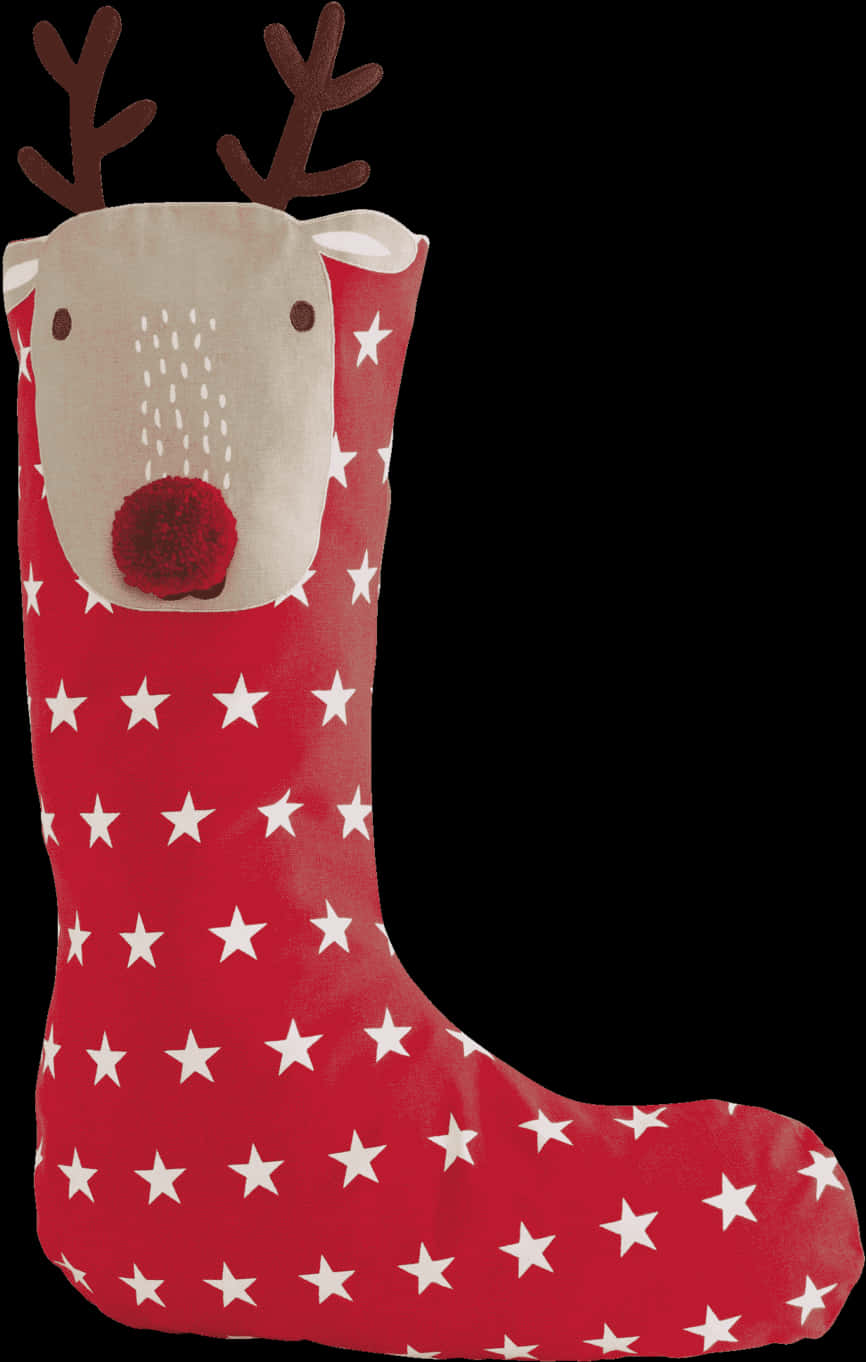 Reindeer Christmas Stocking Design PNG image