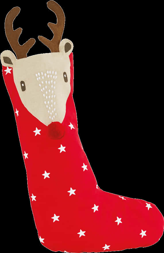 Reindeer Christmas Stocking Red Stars PNG image