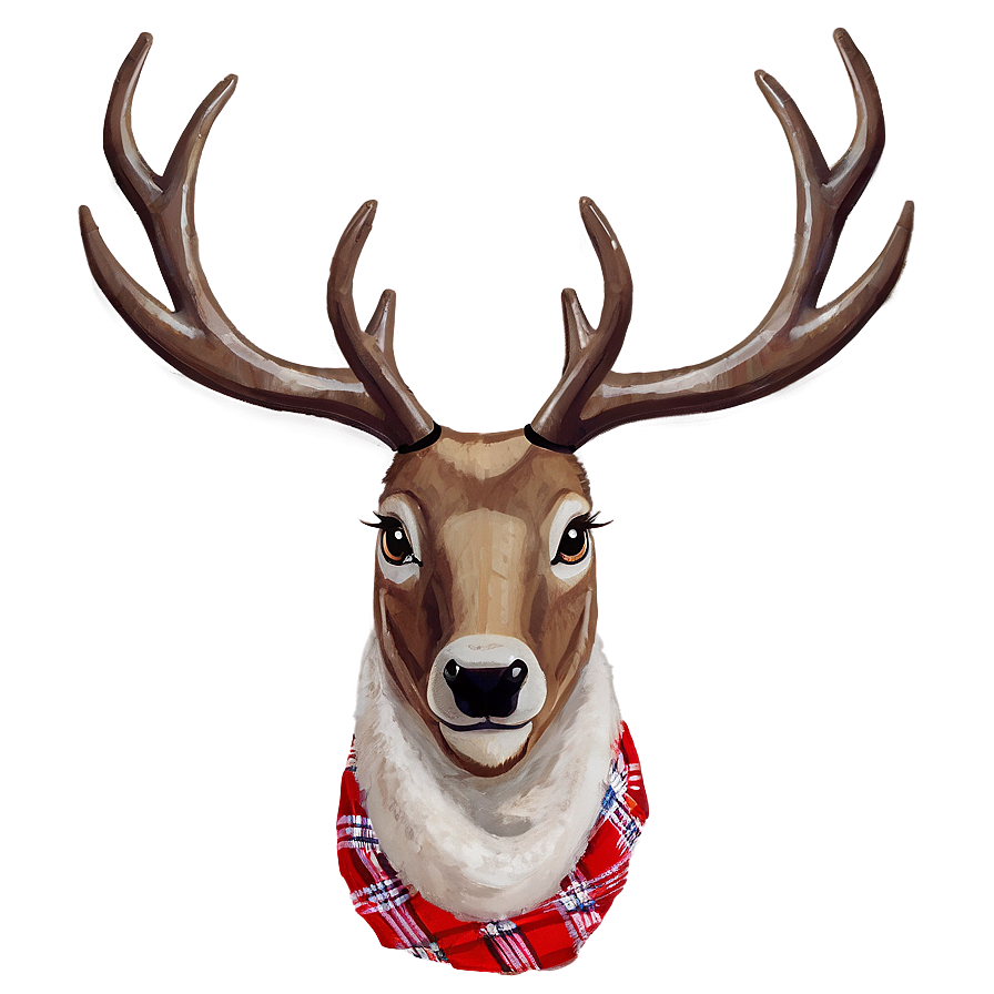 Reindeer Face With Scarf Png Wjp64 PNG image