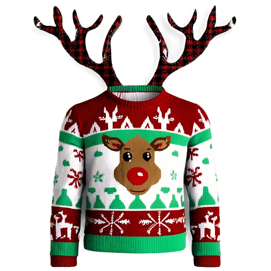 Reindeer Ugly Christmas Sweater Png 06122024 PNG image