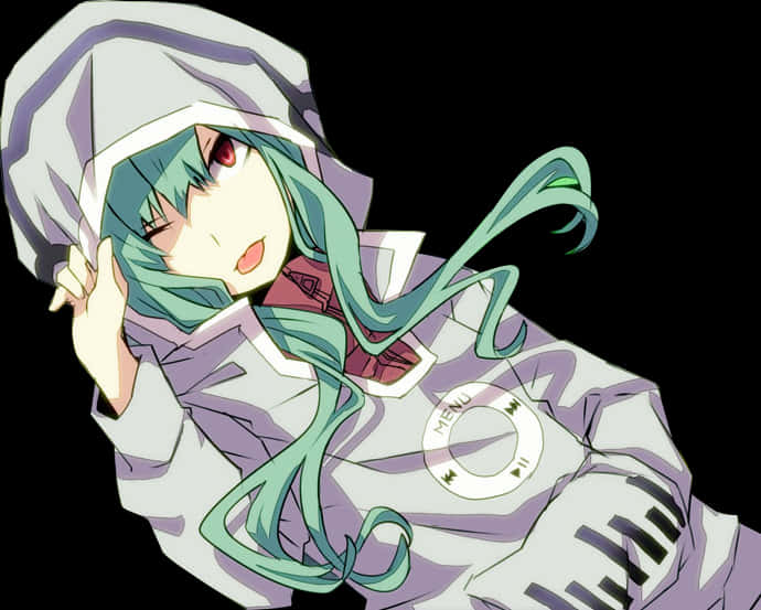 Relaxed Anime Girl Hoodie Render PNG image