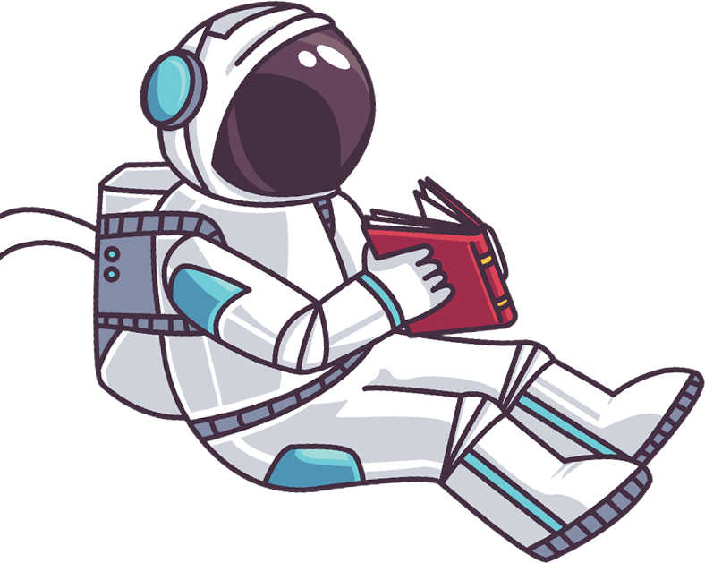 Relaxed_ Astronaut_ Reading_ Book PNG image