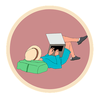 Relaxed Laptop Usage Illustration PNG image