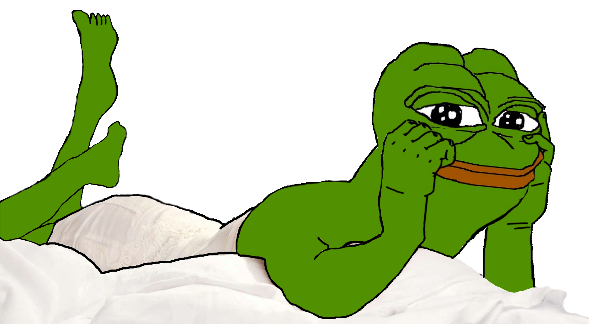 Relaxed Pepe The Frog Reclining PNG image