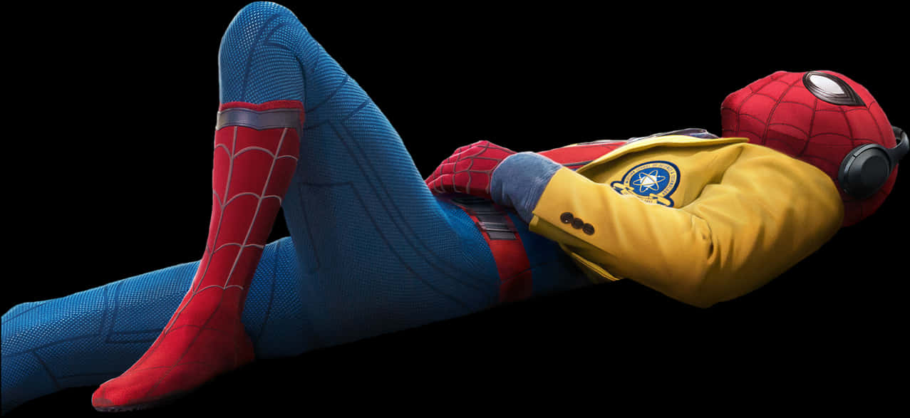 Relaxed Spiderman Lounging PNG image
