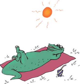 Relaxing Alligator Sunbathing PNG image