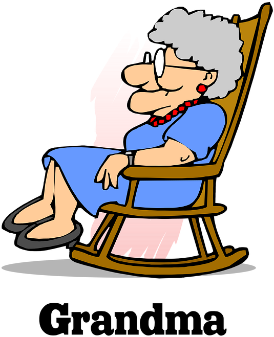 Relaxing Grandma Cartoon Rocking Chair PNG image