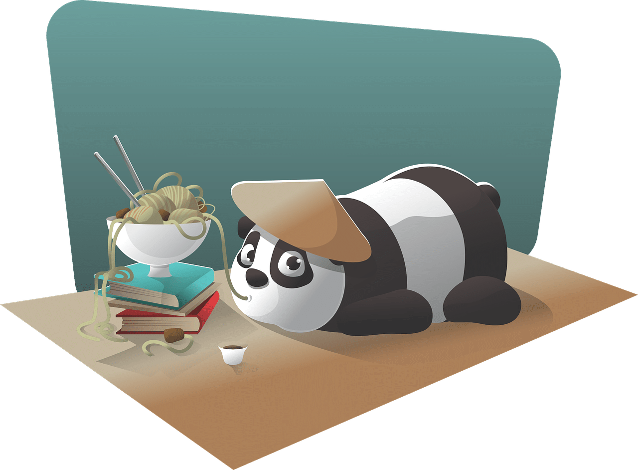 Relaxing Pandawith Noodlesand Books PNG image