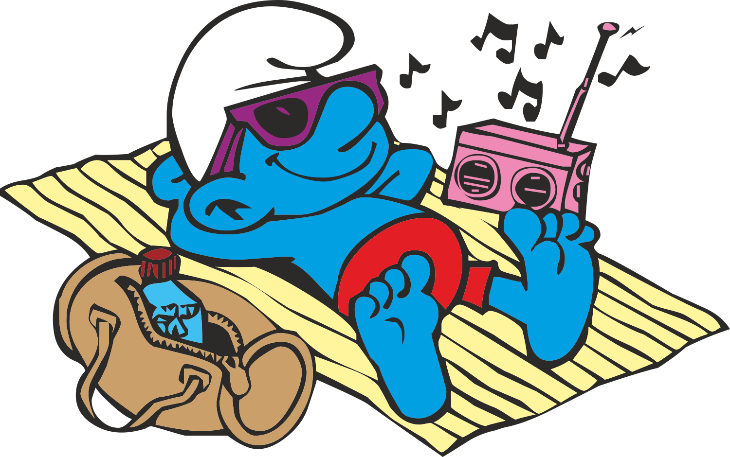 Relaxing Smurfwith Radioand Sunglasses.png PNG image