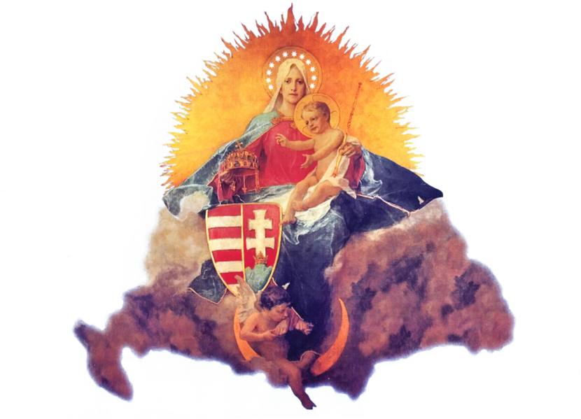 Religious Iconography Over Map PNG image