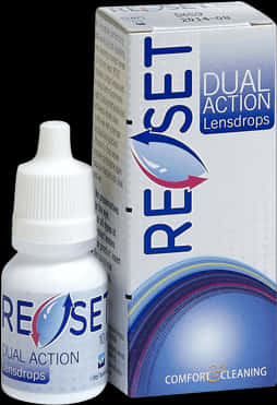 Reset Dual Action Lens Drops Packagingand Bottle PNG image