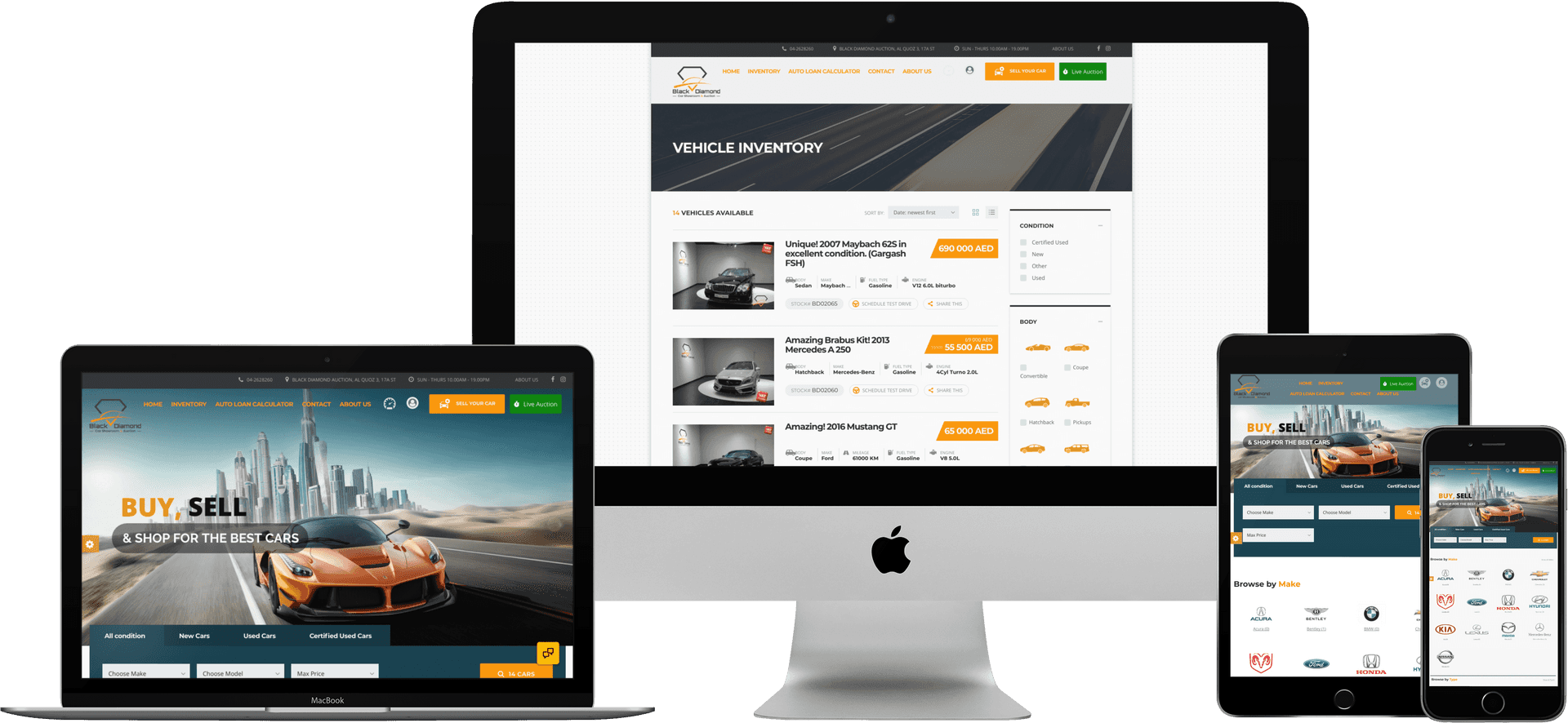 Responsive Design Mockup Car Sales Website PNG image