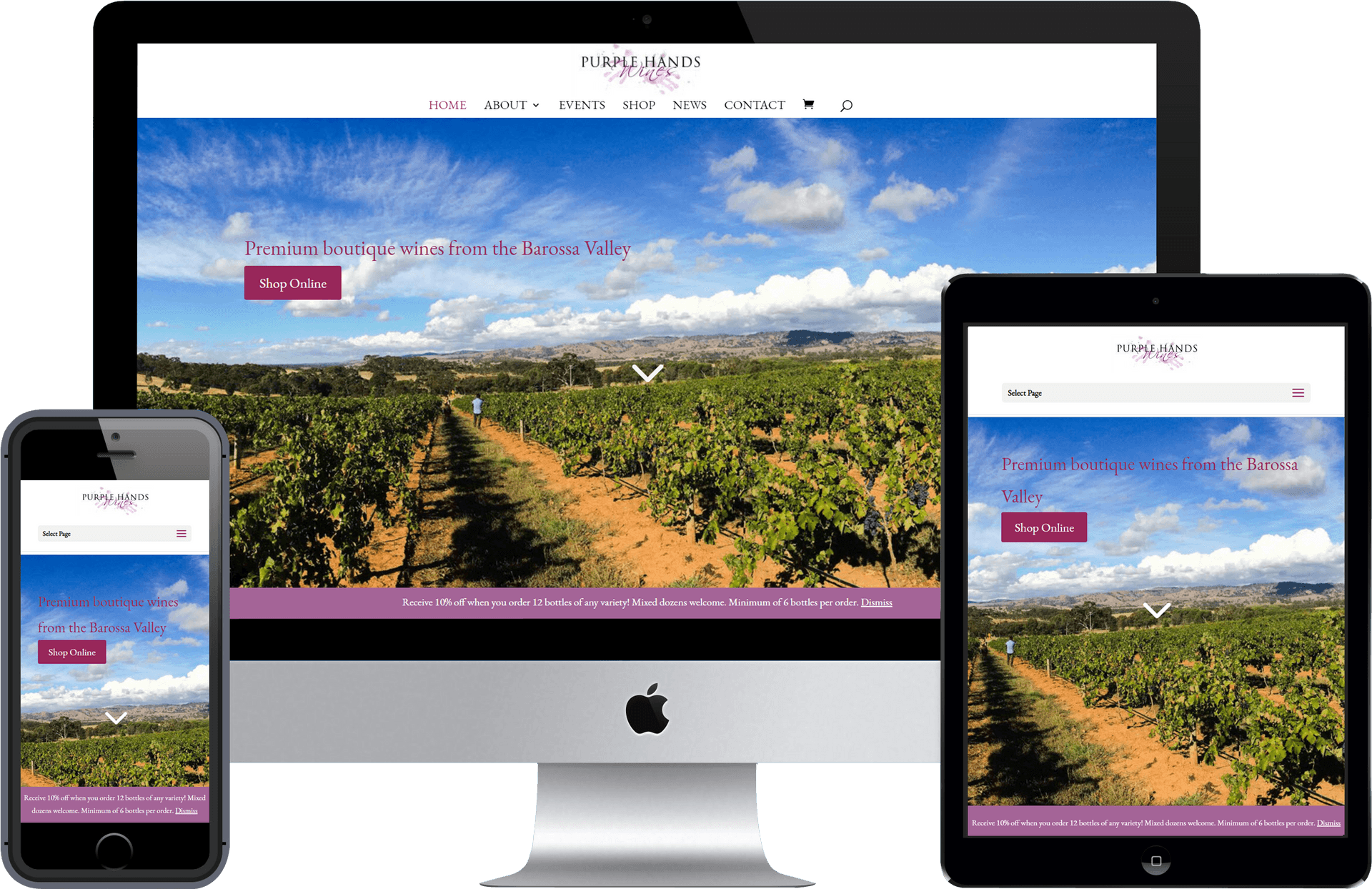 Responsive Web Design Purple Hands Winery PNG image