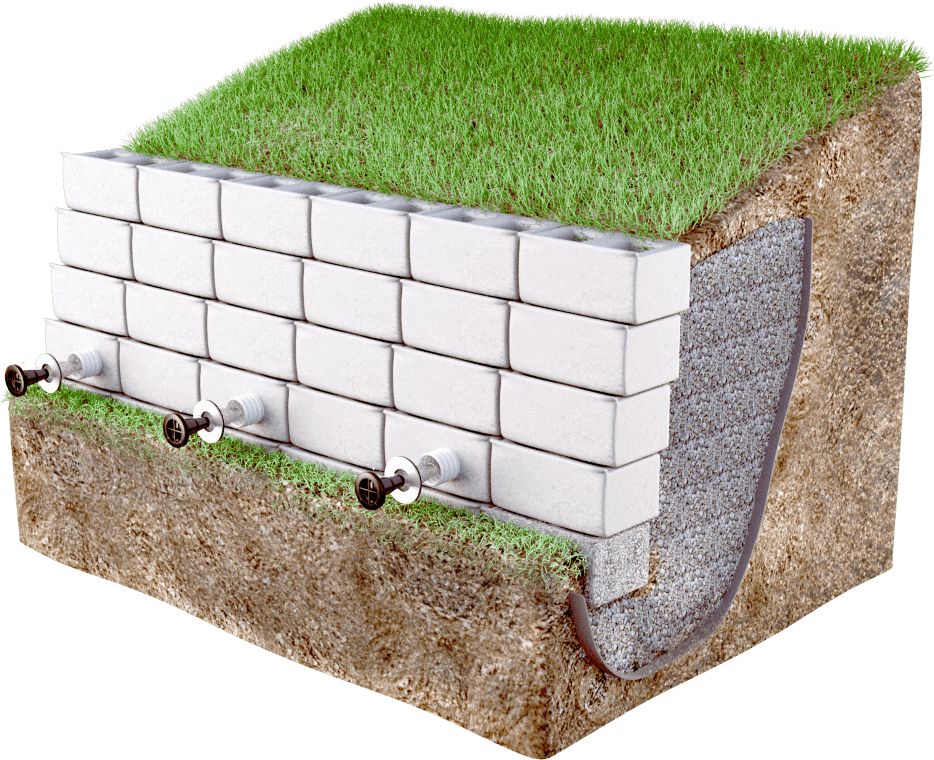 Retaining Wall Section Cutaway PNG image