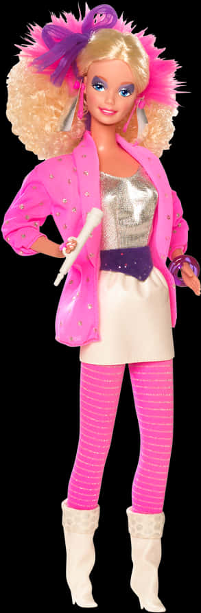 Retro Barbie Dollin Pink80s Outfit PNG image