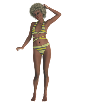 Retro_ Bikini_ Model_ Pose PNG image