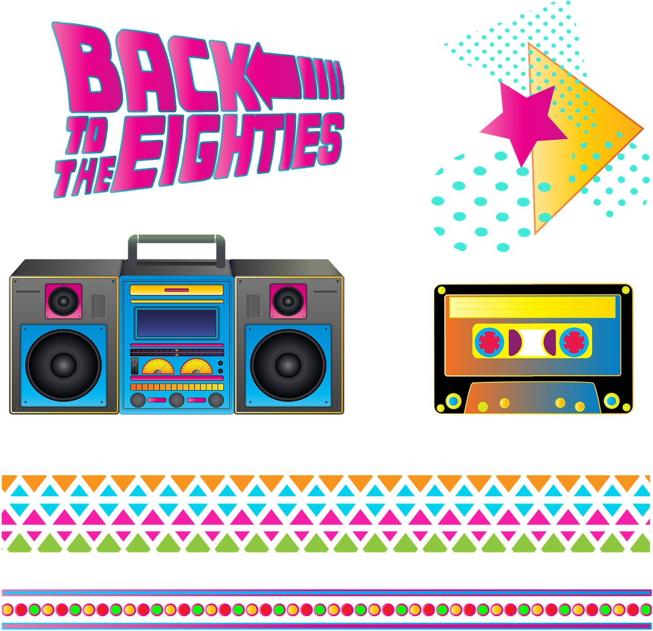 Retro Boombox Eighties Graphic PNG image
