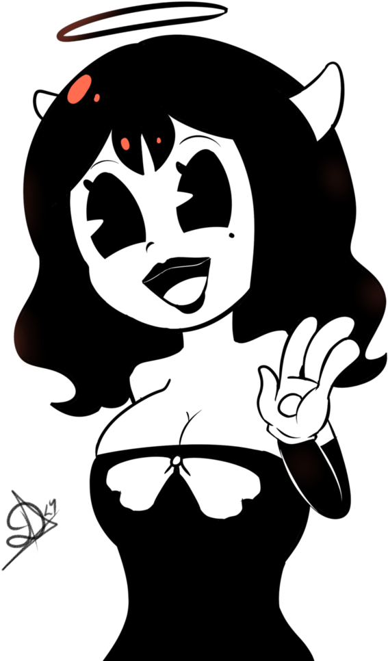 Retro Cartoon Devil Girl Illustration PNG image