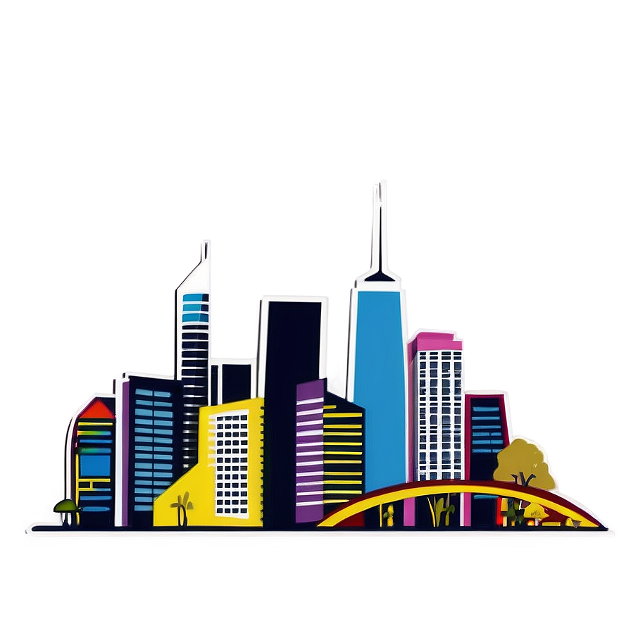 Retro City Skyline Png Vhk18 PNG image