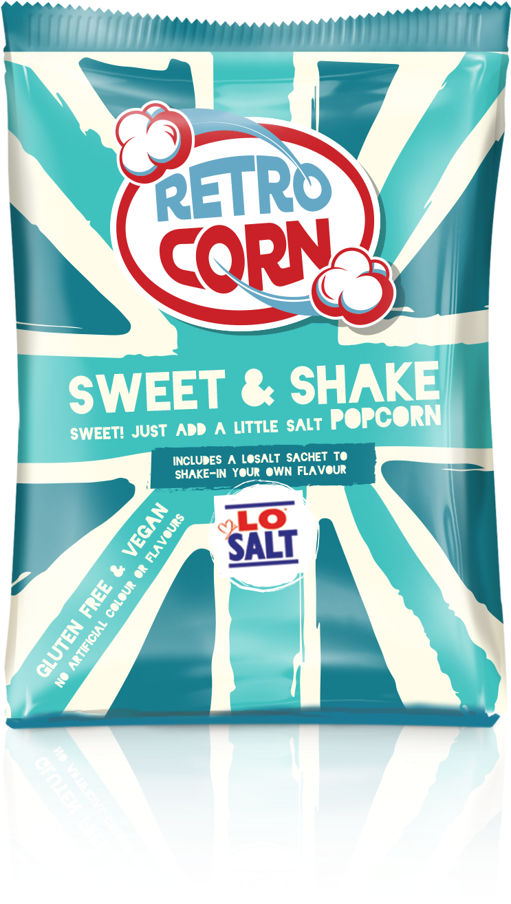Retro Corn Sweetand Shake Popcorn Package PNG image