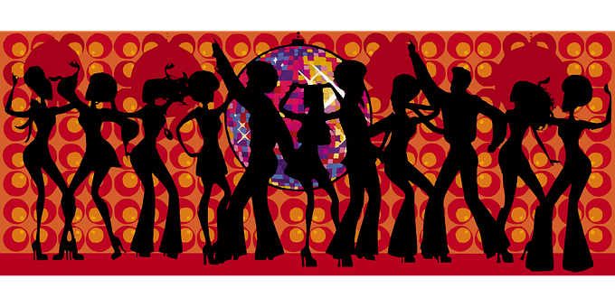 Retro Dance Party Silhouette PNG image