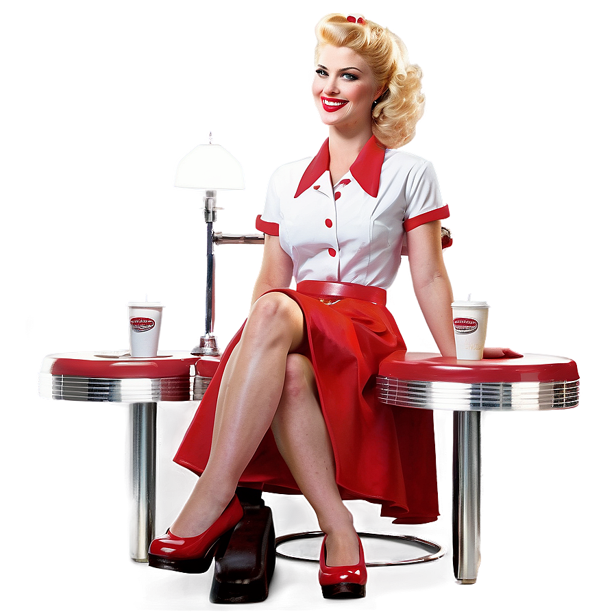 Retro Diner Waitress Png 06272024 PNG image