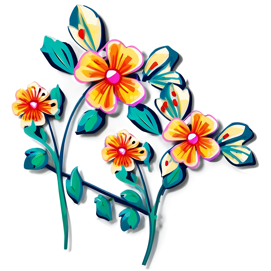 Retro Flower Design Png Mjk PNG image