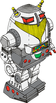 Retro Futuristic Robot Illustration PNG image