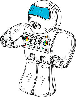 Retro Futuristic Robot Illustration PNG image