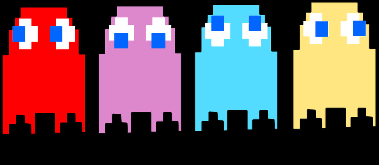 Retro Game Ghosts PNG image