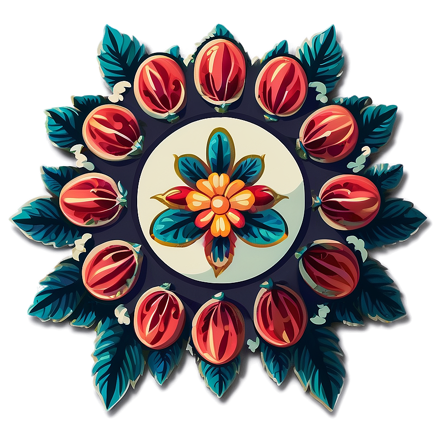 Retro Indie Flower Emblem Png Vtr PNG image